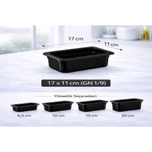 İstanbul Horeca 1/9 Gn Siyah Polikarbon Gastronom Küvet 17X11 cm 6.5 cm Derinlik