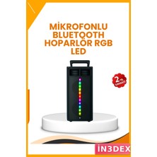 İn3dex Kablosuz Rgb Işıklı Bluetooth Hoparlör 2X5W Siyah