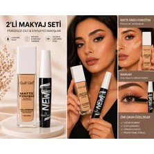 Seçkin 2’li Makyaj Seti – Mat Fondöten & Maskara (Tam Kapatıcı, Uzun Süre Kalıcı, Pürüzsüz Cilt Görünümü)