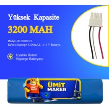 Ümit Maker Philips XU2000/22 Robot Süpürge 3200MAH 14.4 V Batarya – Orjinal Uyumlu Uzun Ömürlü, Yüksek Performans Pil