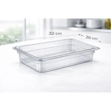 İstanbul Horeca 1/2 Gn Şeffaf Polikarbon Gastronom Küvet 32X26 cm 6.5 cm Derinlik