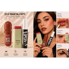 Seçkin 3’lü Makyaj Seti – Likit Ruj, Allık Stick ve Maskara (Kalıcı, Yoğun Pigment, Doğal Görünüm)