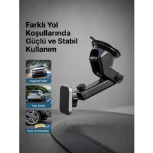 Sns Ticaret Manyetik Araç Telefon Tutucu – Güçlü Vakumlu Cam ve Torpido Montajlı, 360° Dönebilen Telefon Standı