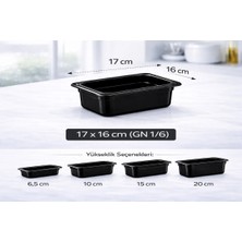 İstanbul Horeca 1/6 Gn Siyah Polikarbon Gastronom Küvet 17X16 cm 10 cm Derinlik