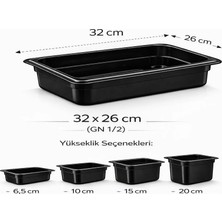 İstanbul Horeca 1/2 Gn Siyah Polikarbon Gastronom Küvet 32X26 cm 20 cm Derinlik