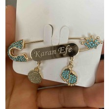 PremiumPort Mavi Zirkon Taşlı Erkek Bebek Yaka Iğnesi, 5 Cm, Şık ve Güvenli Tasarım