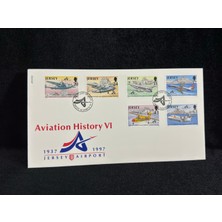 Ephemera 1997 Jersey Havacılık Temalı Ilk Gün Zarfı Jersey Aviation History Vı Fdc