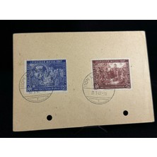 Öztürk Koleksiyon Antiye 12 Pfennig Almanya 1947 Leipziger Messe  2 Adet Leipziger Messe Pullu ve Özel Gün Damgalı