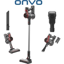 Onvo Pro Xplus Dikey Şarjlı Süpürge, Turbo Başlıklı - Siyah - 250 Watt