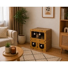 Pureza Ahşap Kedi Evi & Karton Tırmalama Alanı