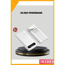 İn3dex Hızlı Şarj Powerbank 20000MAH 4 Çıkışlı LED Göstergeli