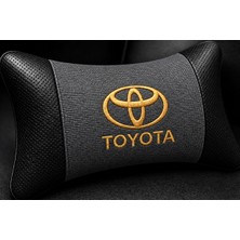 Brtshopping Toyota Gold Logolu Boyun Yastığı Füme Siyah Deri Ekstra Yumuşak 2 Parça Konfor Kafalık Yastığı