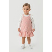 Mini Baray Gabardin Nakışlı Elbise 2 Li Takım (1 Yaş - 2 Yaş - 3 Yaş - 4 Yaş)