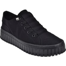 Gamelu Kalın Taban Kadın Spor Ayakkabı Sneaker Ek-Canvas-Z   Siyah