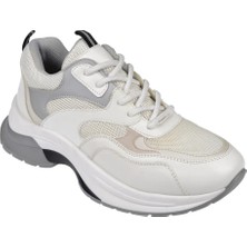 Pullman Simli Kadın Spor Ayakkabı Sneaker SMS-30162   Beyaz Gri