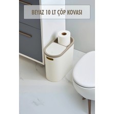 Soi Home Beyaz Kapaklı Wc Kağıtlıklı Çöp Kovası & Ofis Çöp Kovası 10 Lt