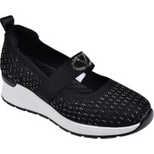 Guja Taşlı Üzeri Lastikli Triko Kadın Spor Ayakkabı Sneaker GJ-26Y3052   Siyah