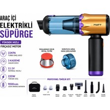 vooka Profesyonel Araç Içi Süpürge 22KPA Turbo Emiş Şişirme Fonksiyonlu Kablosuz El Süpürgesi Taşınabilir 9000MAH