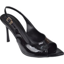 İzlife Izlife Sivri Burun 10 cm Ince Topuklu Kadın Ayakkabı İZ-B34   Siyah Rugan