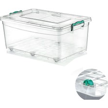 Poly Time Polytime Tekerlekli Multibox Şeffaf Kilitli Saklama Düzenleme Kabı Kutusu - Dikdörtgen - 50 Litre