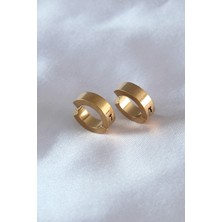Bezos 316L Çelik Gold Renk Sıkıştırmalı Erkek Küpe