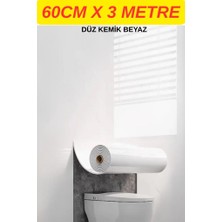 Renkli Duvarlar Kendinden Yapışkanlı 60CM x 3 Metre Rulo Düz Kemik Beyaz Parlak Kaplama Köpük Duvar Paneli Kağıdı