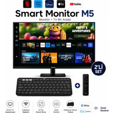 Samsung 27 Inç Fhd Smart Tv Monitör 60 Hz Yenileme 4 Ms Hızlı Wi-Fi Bluetooth Hoparlörlü Tizen LED Ekran 1920 x 1080 Çözünürlük