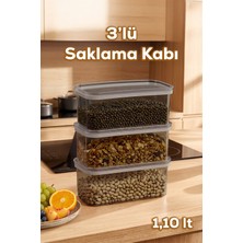 Porsima 420-GR 3lü Sızdırmaz Yiyecek Erzak Saklama Kabı Seti - 1100ML Gri