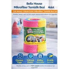 Bezos Bella House Mikrofiber Temizlik Bezi 4 Adet (4’lü 1 Rulo)Çok Amaçlı Yüksek Emici Mikrofiber Temizlik Bezi Seti