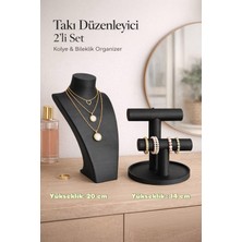 Cafio3D Şık 2’li Set - Kolye ve Bileklik Standı, Takı Sergileme ve Düzenleme Büstü 20CM-10 cm