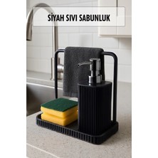 Soi Home Havluluklu Sıvı Sabunluk & Havlu Asma Aparatlı Sıvı Sabunluk Siyah 400 ml