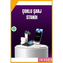 İn3dex 4'ü 1 Arada Kablosuz Şarj Istasyonu 15W Hızlı Şarj