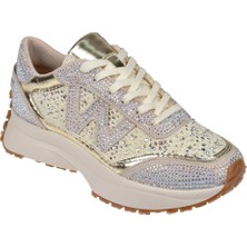 Sms Taş Detaylı Dantelli Kadın Spor Ayakkabı Sneaker SMS-83125   Bej Taşlı