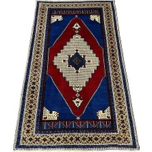 Burak Halı El Dokuma Sıfır Taşpınar Halısı 160X265 Lacivert Kırmızı Kök Boya Yün Halı