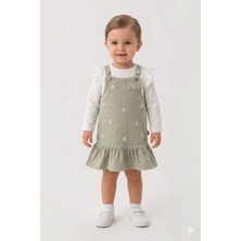 Mini Baray Gabardin Nakışlı Elbise 2 Li Takım (1 Yaş - 2 Yaş - 3 Yaş - 4 Yaş)