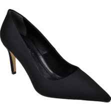 Pullman 8 cm Ince Topuk Kadın Stiletto PL-89GV   Siyah Saten