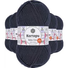 Toyigoo 5 Adet Baby One Tüylenmeyen El Örgü Ipi Yünü Lacivert K633 - Kartopu Mudanis TYG-84037RS
