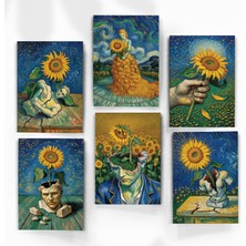 Henno A6 (10,5X14,8 Cm) 6’lı Van Gogh Tarzı Günebakan / Ayçiçeği Scrapbook ve Art Journal Kağıdı