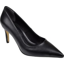 Pullman 8 cm Ince Topuk Kadın Stiletto PL-89GV   Siyah Cilt