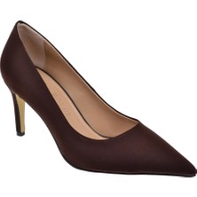 Pullman 8 cm Ince Topuk Kadın Stiletto PL-89GV   Kahve Saten