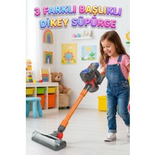 Farbu Oyuncak Ilk Dikey Süpürgem! Gerçekci Vakum Yapan Pilli Sesli 3 Farklı Başlıklı 70CM Oyuncak Dikey Süpürge