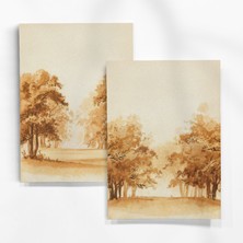 Henno A6 (10,5X14,8 Cm) 6’lı Sonbahar Tonları Vintage Doğa Manzara Scrapbook, Journal ve Mektup Kağıdı
