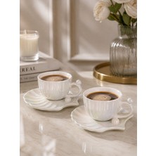 Be-Lis Istiridye Model Sedefli 2 Kişilik Porselen Istiridye Çay Kahve Fincanı (Büyük Boy)