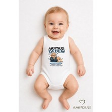 Babyden's Huysuz Dedem Baskılı Unisex Bebek Body %100 Pamuk – Yenidoğan Zıbın,kolsuz Çıtçıtlı Bebek Badi