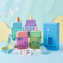 Runaway Telefon Tasarımlı Renkli Çocuk Suluk Matara 300 ml Pipetli