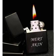 ForgeBox Kişiye Özel Isim Yazılı Siyah Metal Çakmak - Sevgiliye Hediye Lazer Kazıma