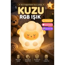 Kuzu Rgb Gece Lambası Dokunmatik Silikon LED Çocuk Odası Işık 10 cm Renk Değiştirilebilir