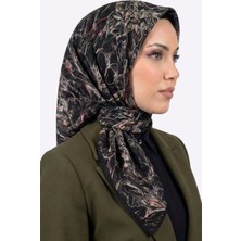 Hadiora Siyah Pudra Soyut Desenli Soft Eşarp