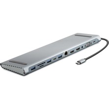 Uravas Store Type-C Hdtv 2 * Type-C + 2 * Hdmı + 3 * Usb3.0 + VGA + Audıo + Lan + Tf + Sd 12 In 1 HDX7855