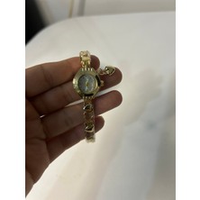 Hüma Butik Kadın Gold Çelik Saat - Kalp Formlu Özel Kordon Tasarımı